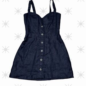 Reformation Size 2 100% Linen Black Button Front chic Mini Dress summer classic